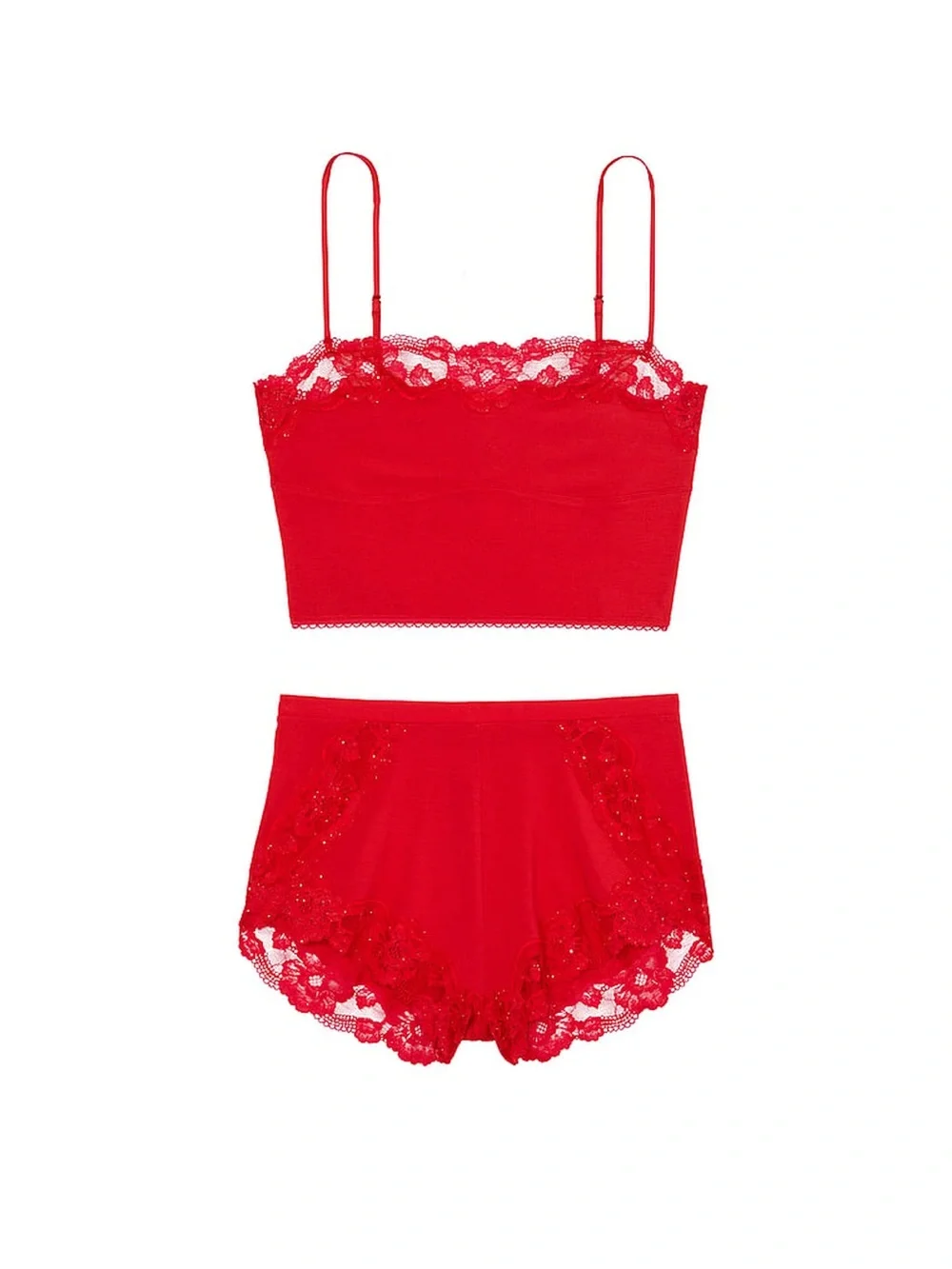 New VICTORIA'S SECRET Modal Soft & Lace Trim Straight-Neck Cami Set S